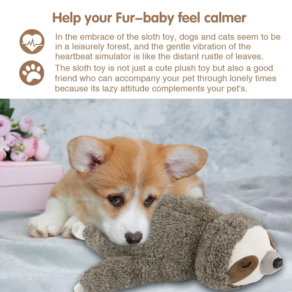 Juguete Peluche Perezoso Calmante con Latidos de Corazón para Perros y Cachorros | Alivio de Estrés, Ayuda para Dormir y Entrenamiento en Huacal (Regalo de Navidad)