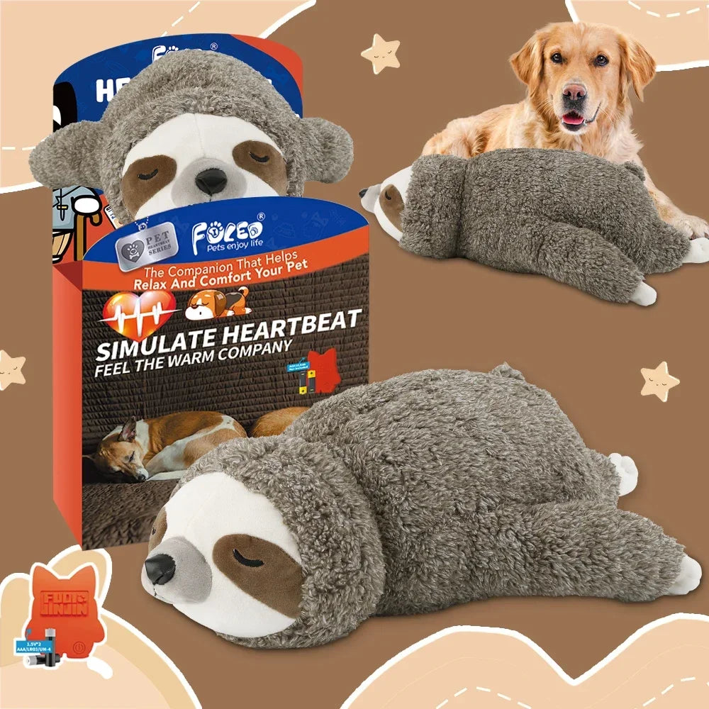 Juguete Peluche Perezoso Calmante con Latidos de Corazón para Perros y Cachorros | Alivio de Estrés, Ayuda para Dormir y Entrenamiento en Huacal (Regalo de Navidad)