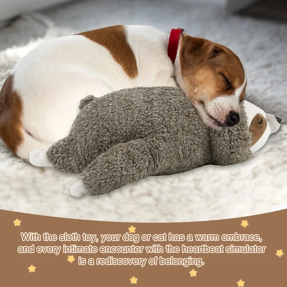 Juguete Peluche Perezoso Calmante con Latidos de Corazón para Perros y Cachorros | Alivio de Estrés, Ayuda para Dormir y Entrenamiento en Huacal (Regalo de Navidad)