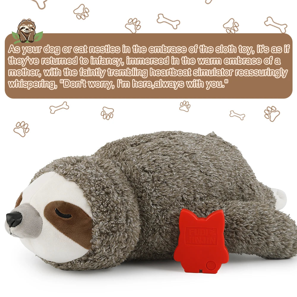 Juguete Peluche Perezoso Calmante con Latidos de Corazón para Perros y Cachorros | Alivio de Estrés, Ayuda para Dormir y Entrenamiento en Huacal (Regalo de Navidad)