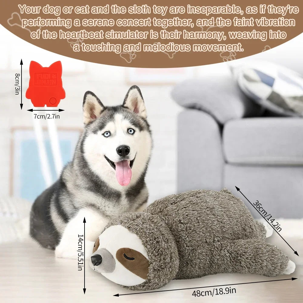 Juguete Peluche Perezoso Calmante con Latidos de Corazón para Perros y Cachorros | Alivio de Estrés, Ayuda para Dormir y Entrenamiento en Huacal (Regalo de Navidad)